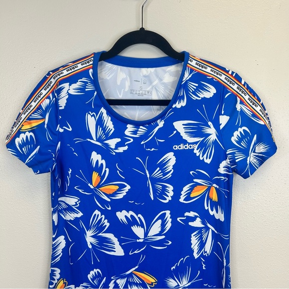 Adidas Blue Butterfly Tropical Dress Womens S Rainbow Athleisure Sporty Tennis - Picture 5 of 13
